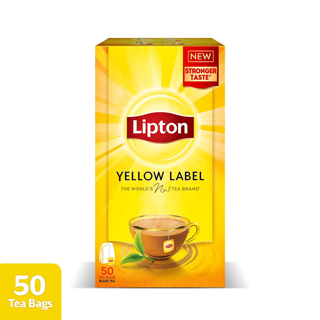 LIPTON YELLOW LABEL 50 TEA BAGS | BLACK TEA | NEW STRONGER TASTE