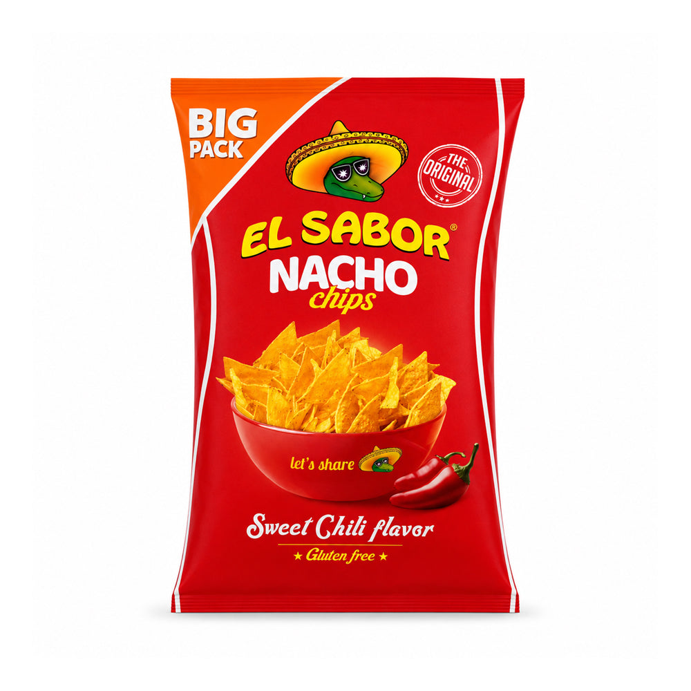 EL SABOR NACHO CHIPS SWEET CHILLI FLAVOUR GLUTEN FREE 180 GM