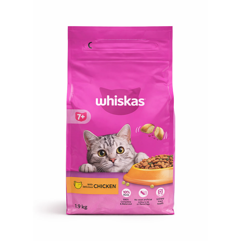WHISKAS CAT FOOD POUCH CHICKEN 7+YEAR 1.9 KG