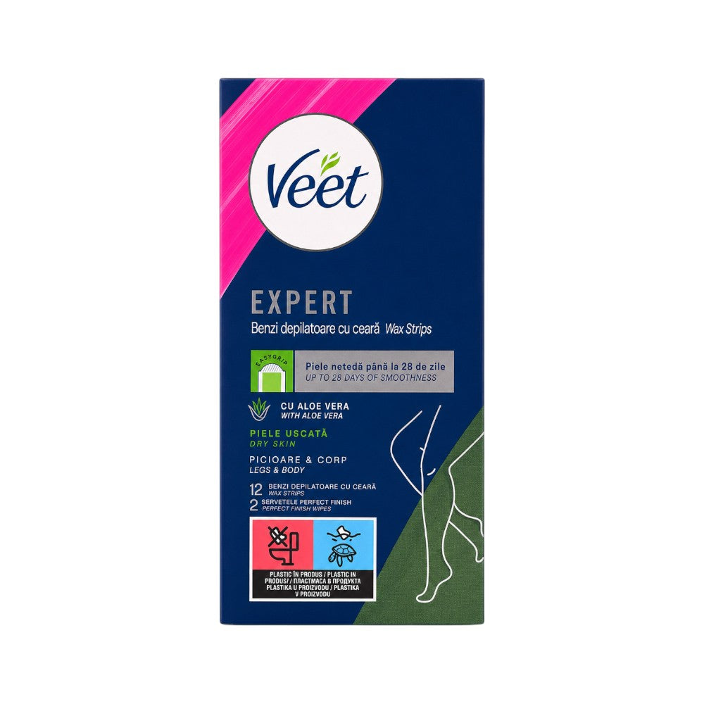 VEET WAX STRIPS LEGS & BODY WITH ALOE VERA 12S