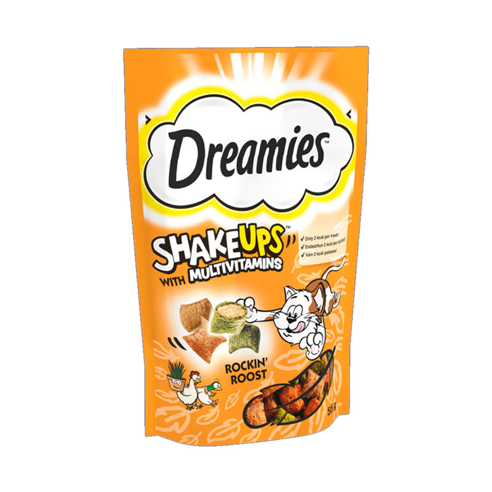 DREAMIES CAT FOOD SHAKEUPS MULTIVITAMINS ROCKIN ROOST 55 GM