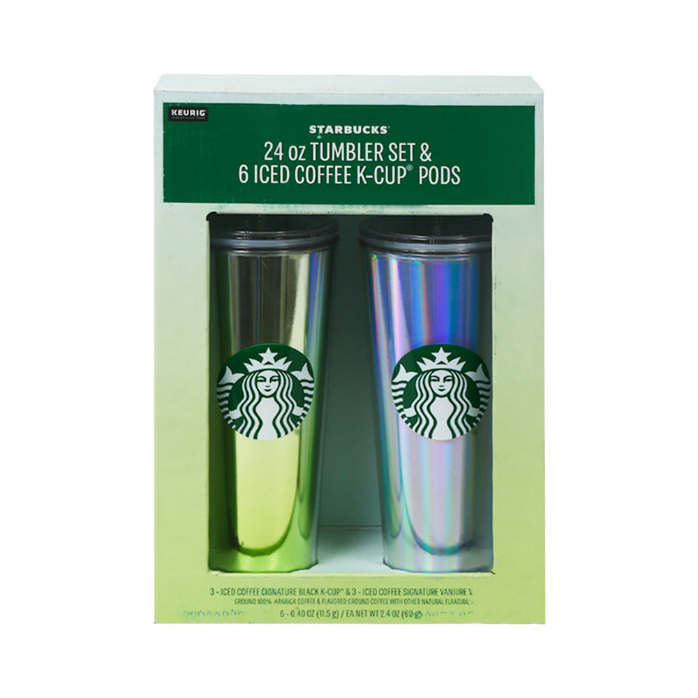 MUG WITH STRAW SET 2PC W 6 COFFEE PODS STARBUCKS SPR2502