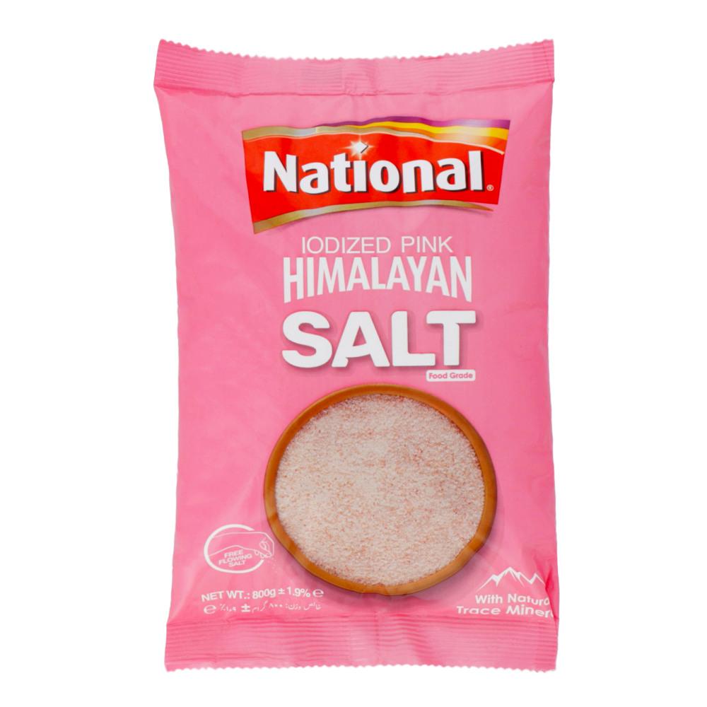 NATIONAL IODIZED PINK HIMALAYAN SALT 800 GM POUCH