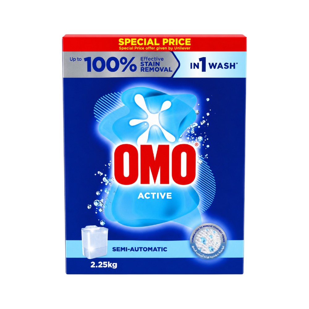 OMO WASHING POWDER ACTIVE SEMI-AUTOMATIC BLUE 2.25 KG