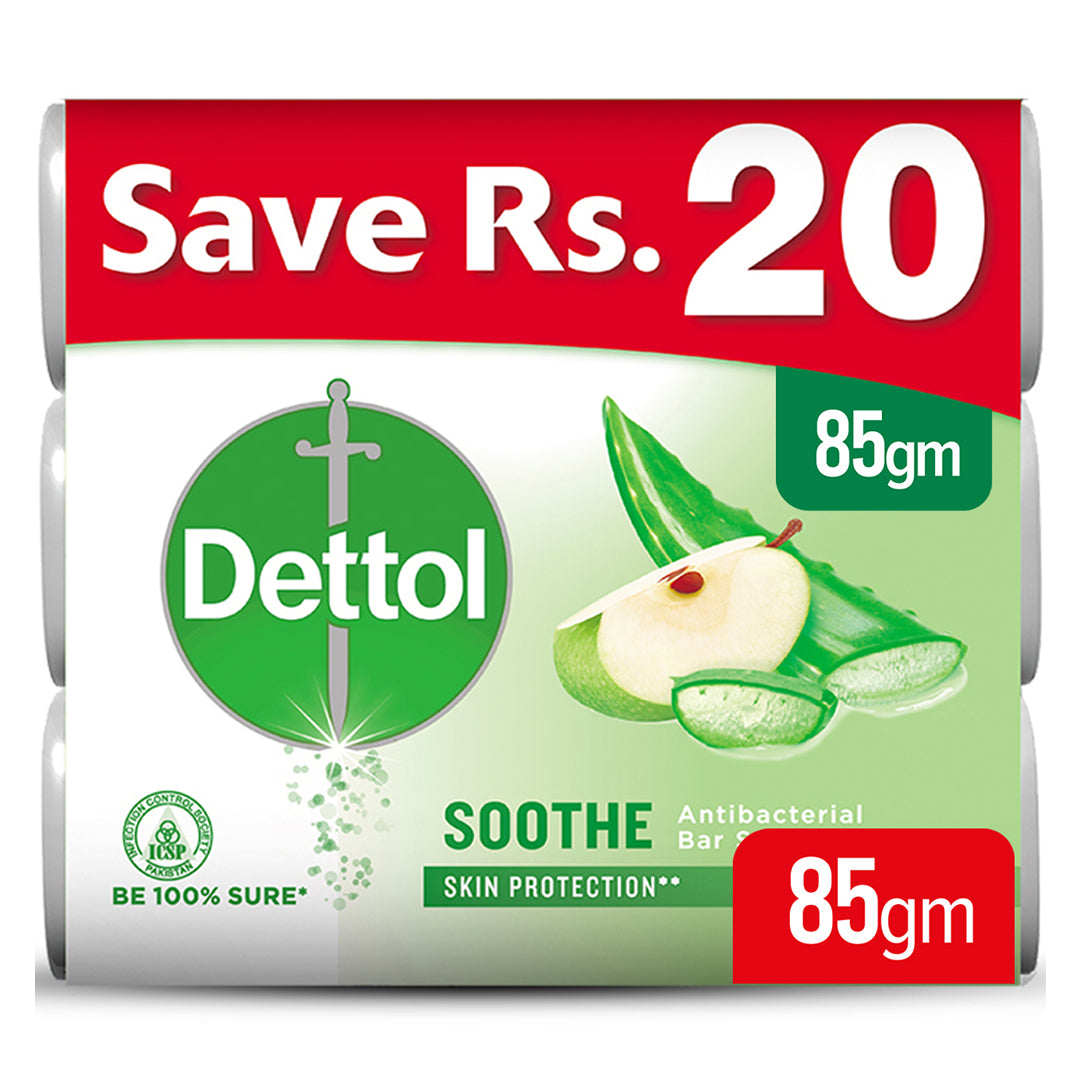 DETTOL ANTIBACTERIAL SOAP SOOTHE SAVE RS 20 3X85GM