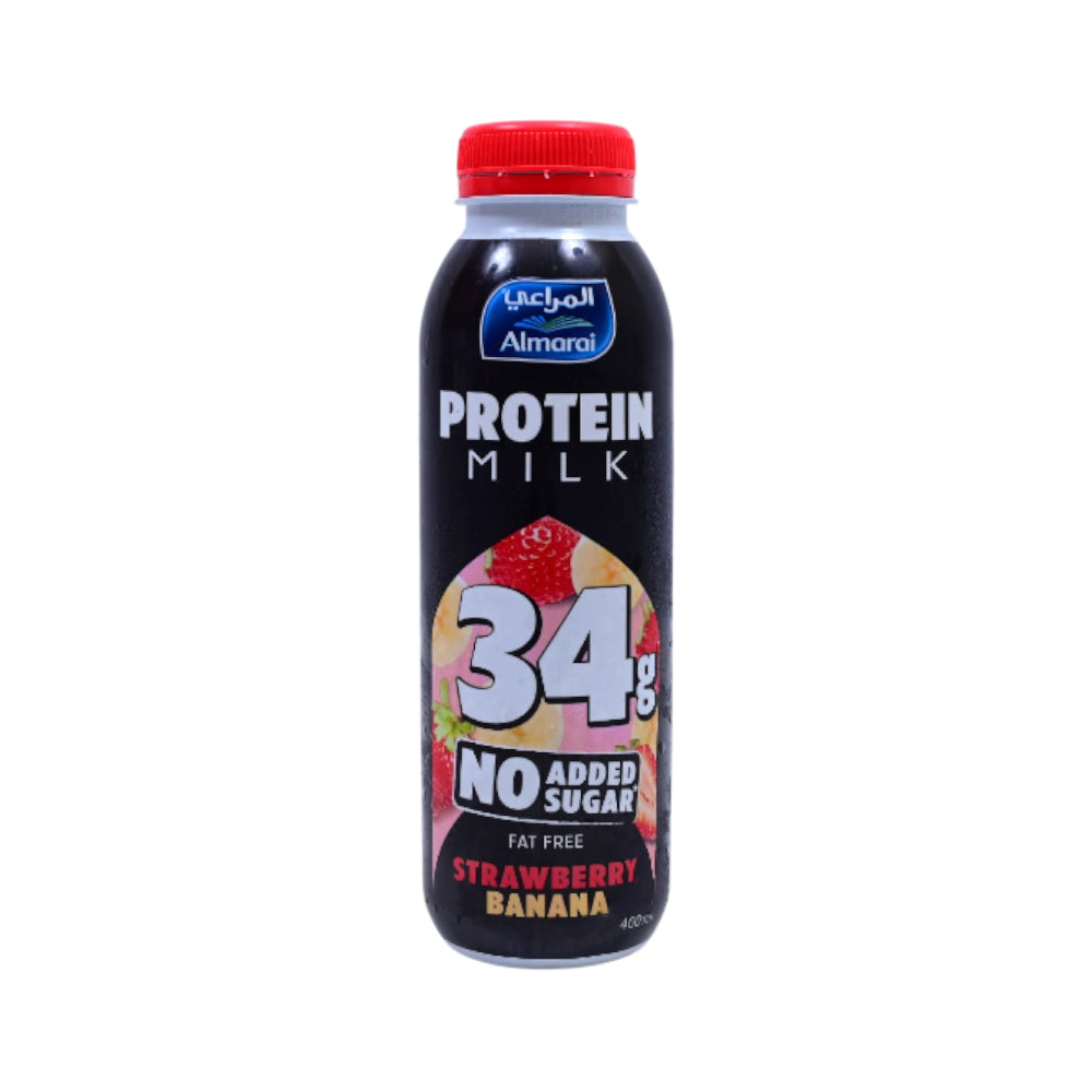 AL MARAI PROTEIN MILK STRAWBERRY BANANA FAT FREE 400 ML