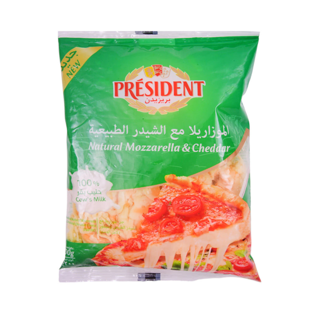 PRESIDENT NATURAL SHREDDED MOZZARELLA & CHEDDAR  CHEESE 200G