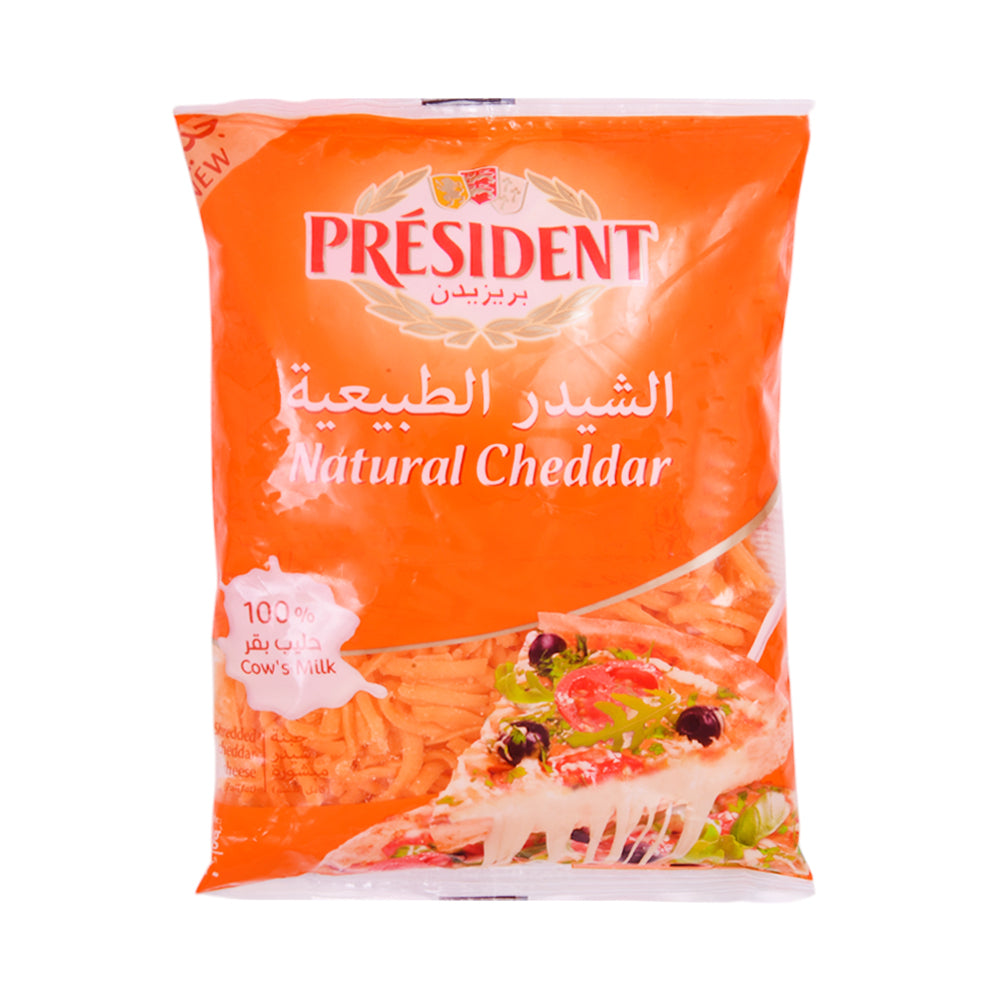 PRESIDENT NATURAL SHREDDED CHEDDAR CHEESE 200G