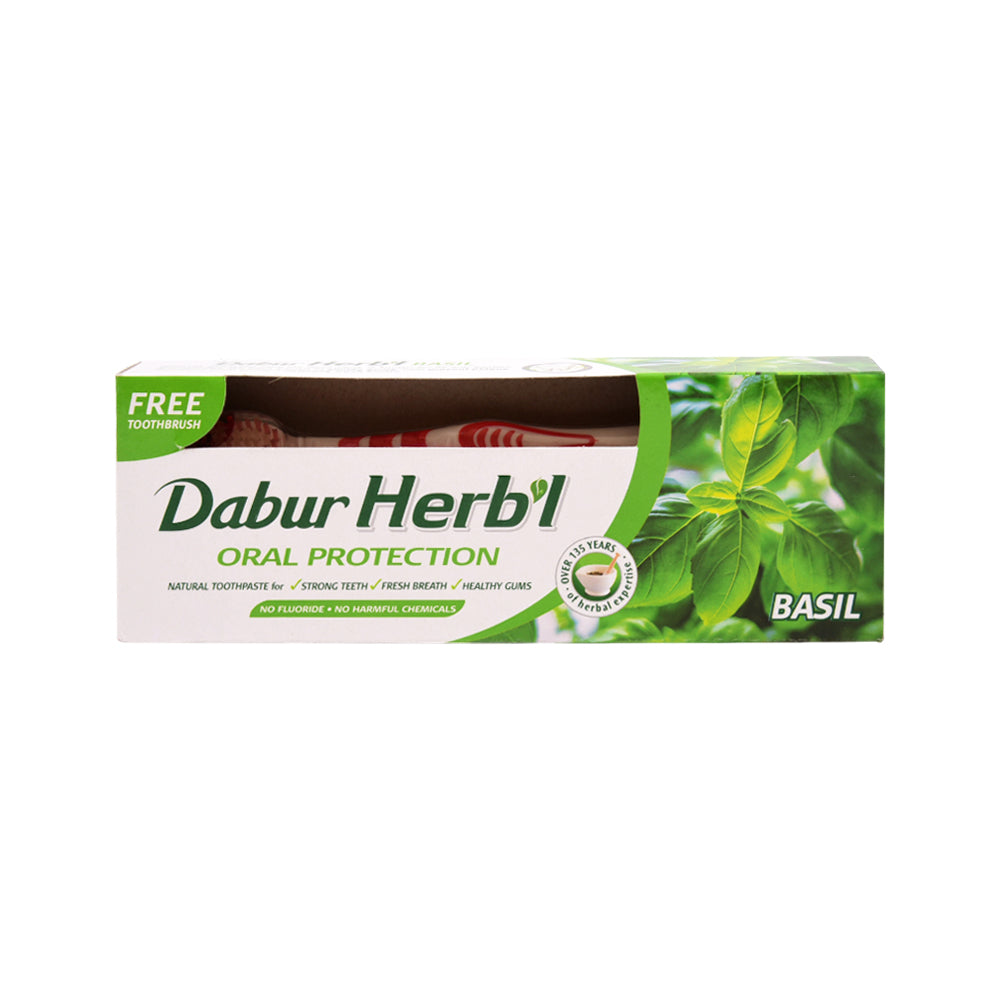 DABUR HERBAL TOOTH PASTE WITH FREE BRUSH BASIL 150 GM