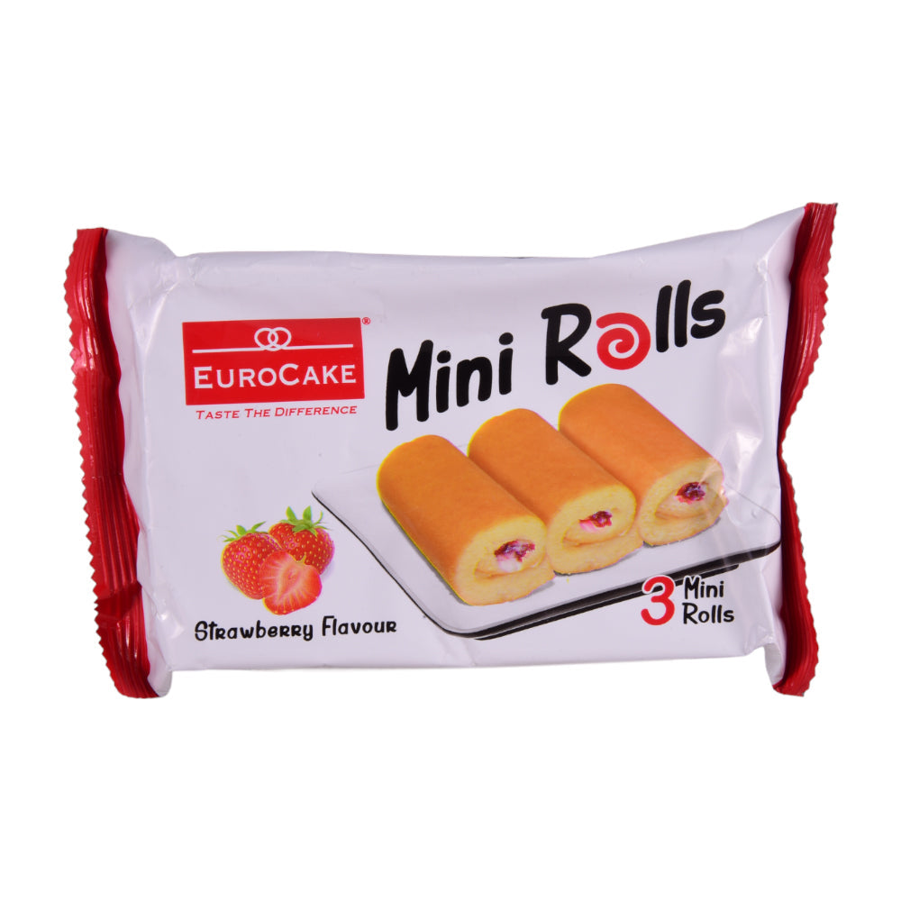 EURO CAKE 3 MINI SWISS ROLL STRAWBERRY 50 GM