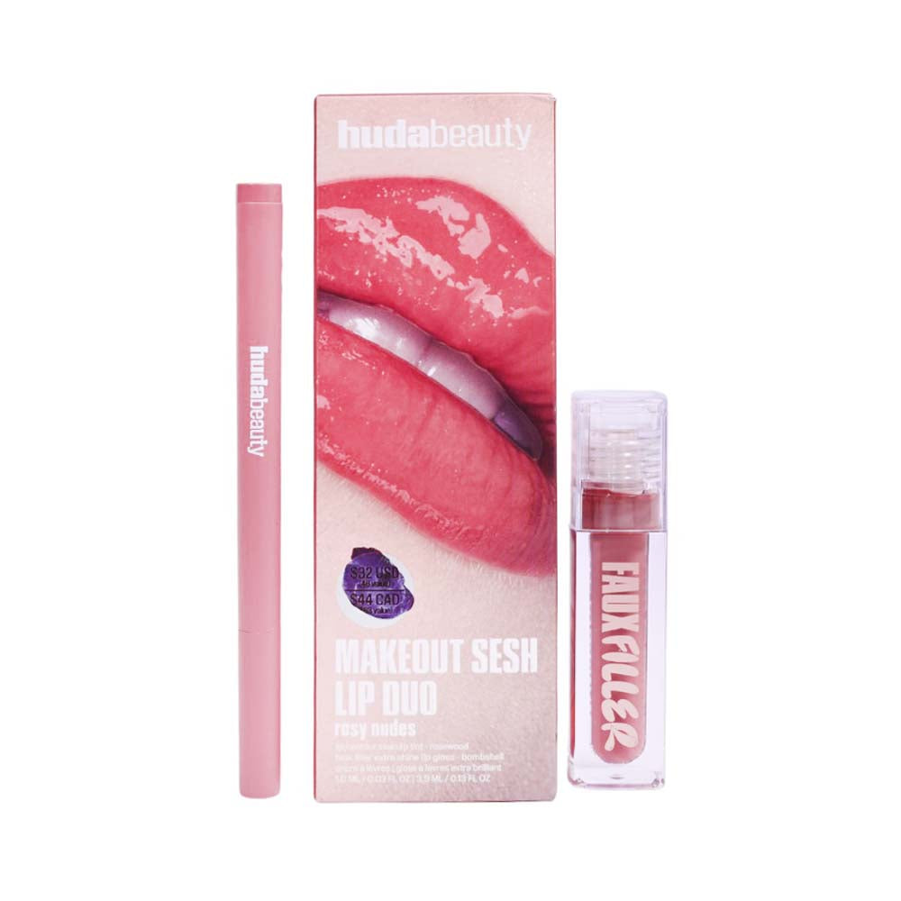 HUDA BEAUTY MAKEOUT SESH LIP DUO ROSY NIDES 3.9ML