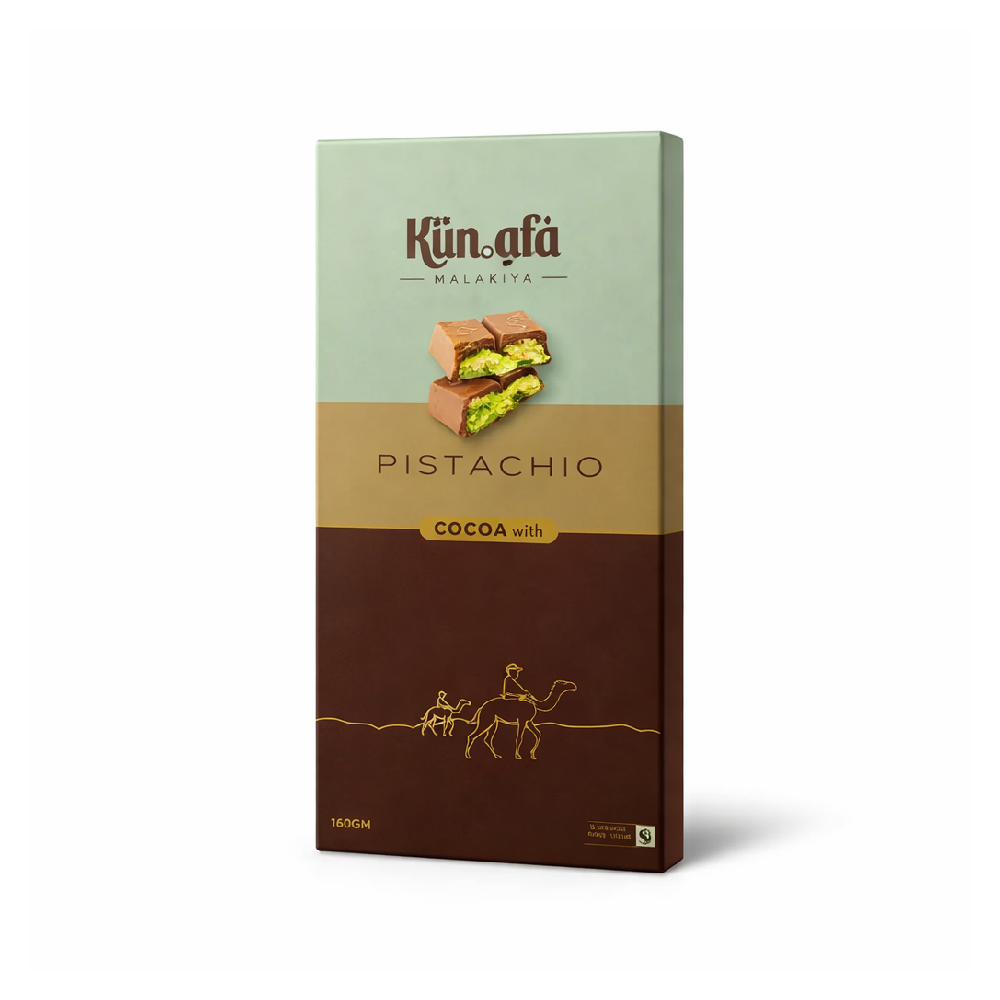 KUNAFA MALAKIYA CHOCOLATE BAR PISTACHIO 160 GM