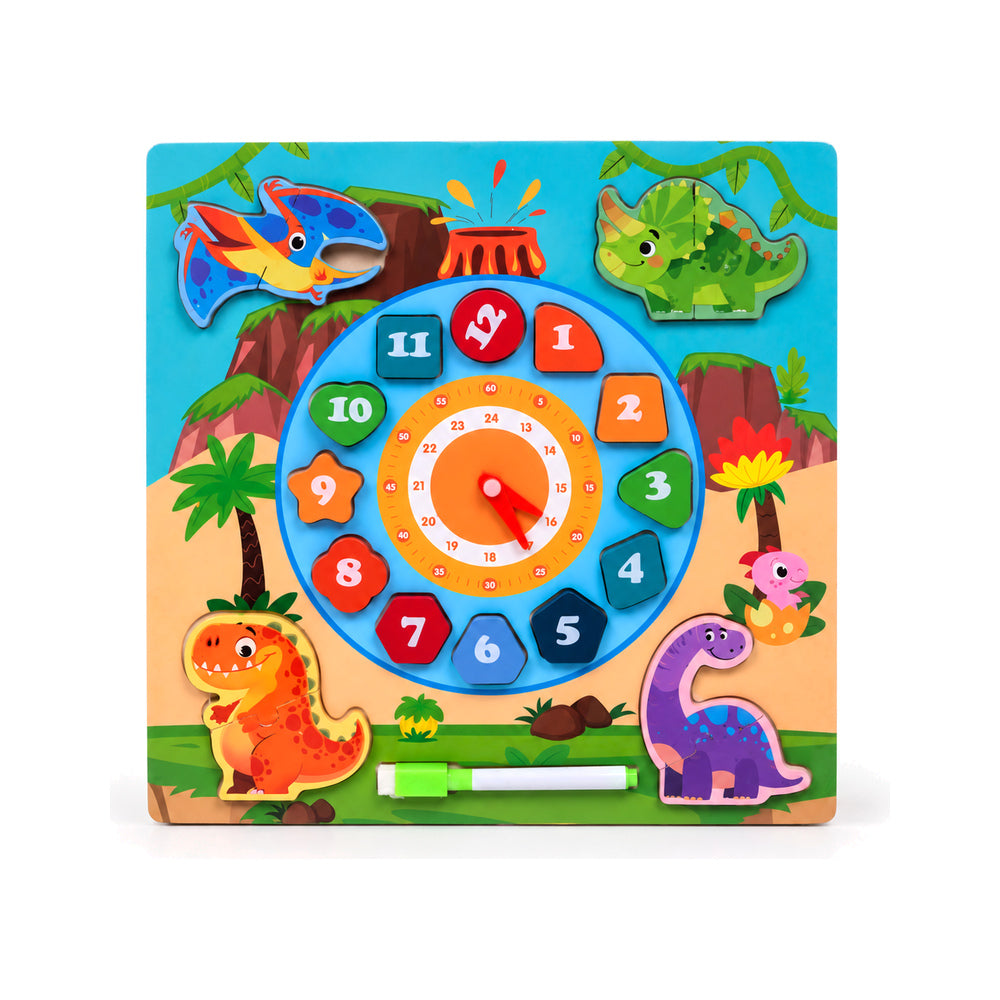 1828 CLOCK WOODEN PUZZLE BOARD ANIMAL S.T