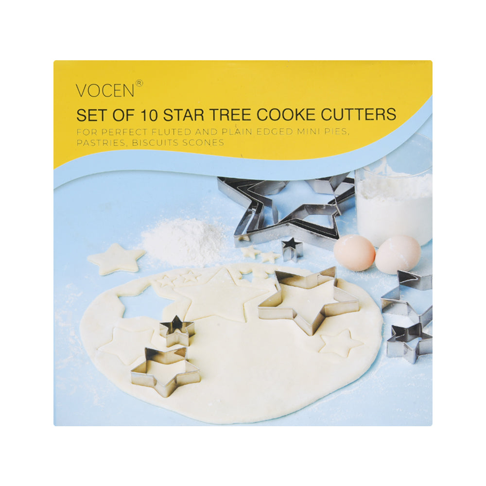 COOKIE CUTTER SET 10PC STAR TREE 100317 ZIK