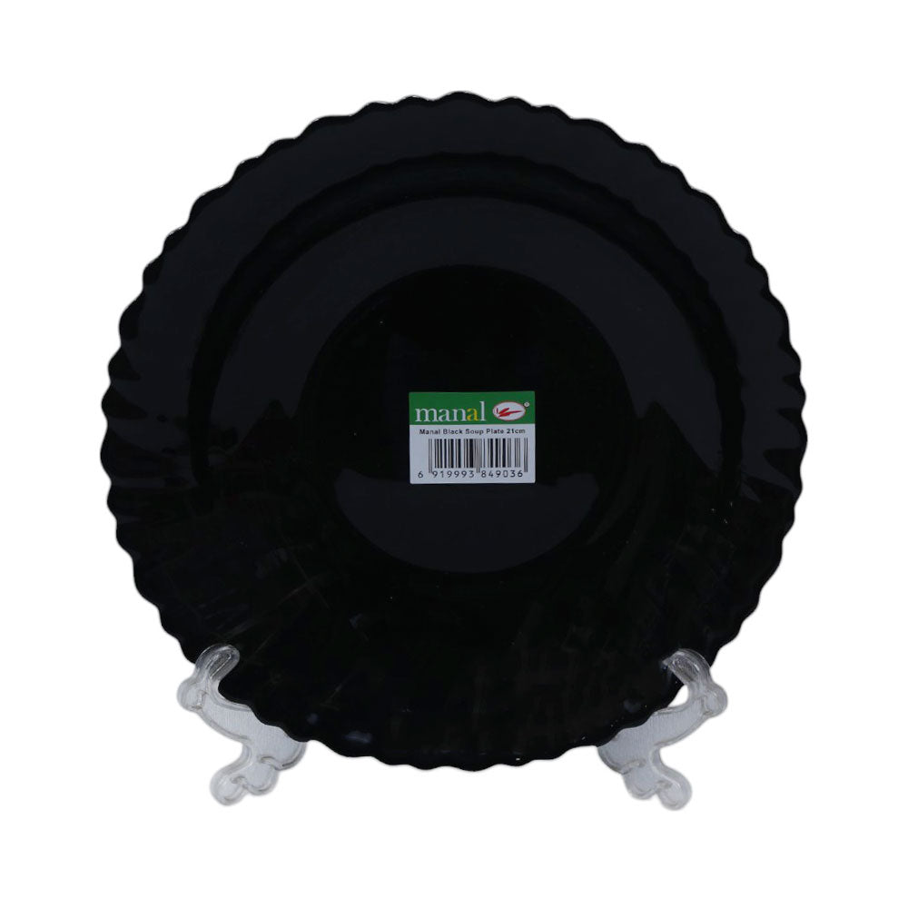 PLATE DEEP BLACK MANAL ROUND B0104