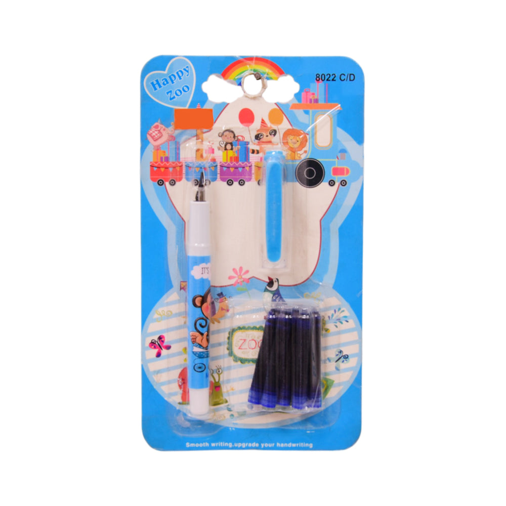 8022 HAPPY ZOO INK PEN WITH 11 REFILL Z.B