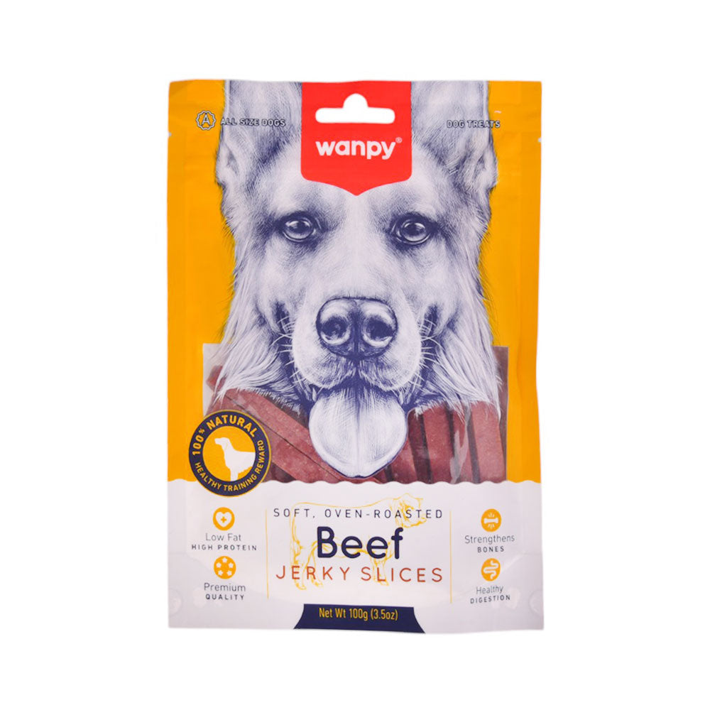 WANPY ADULT DOG SOFT BEEF JERKY SLICES POUCH 100 GM