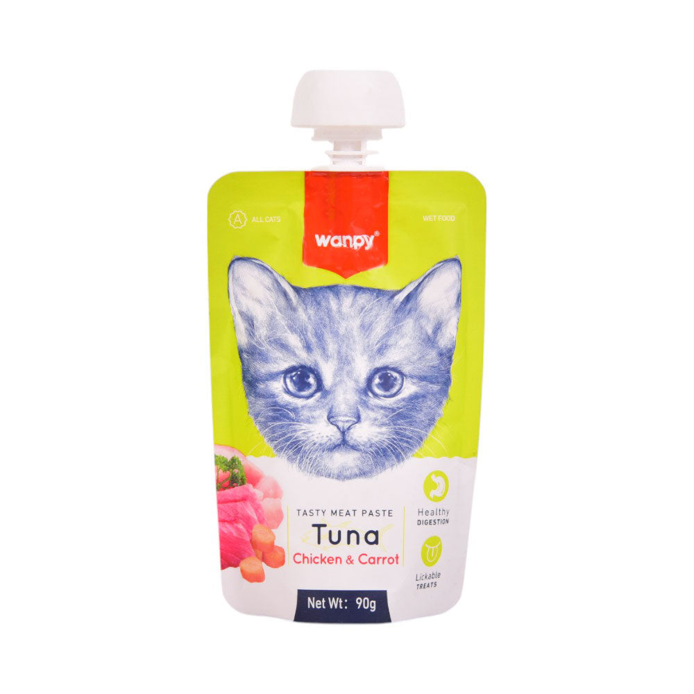 WANPY ADULT CAT TASTY MEAT PASTE TUNA CHICKEN & CARROT POUCH