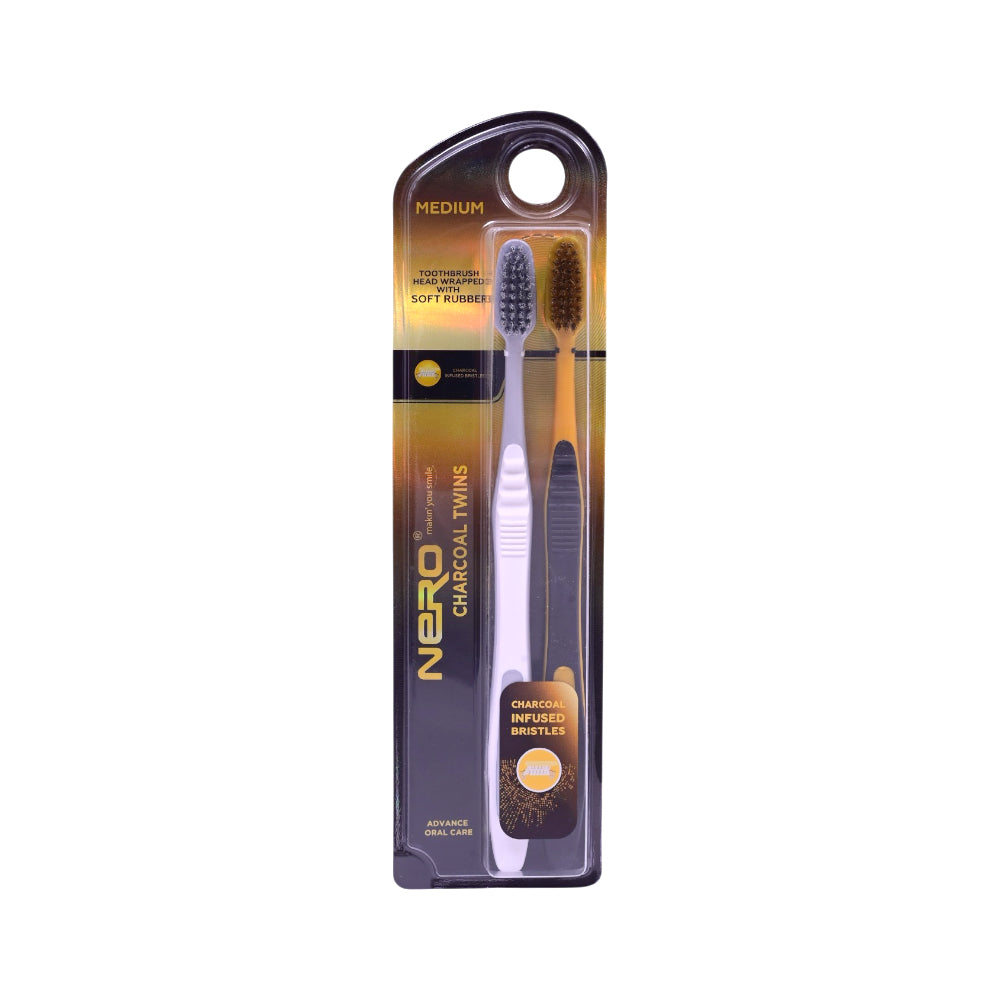 NERO TOOTH BURSH CHARCOAL TWINS MEDIUM K102