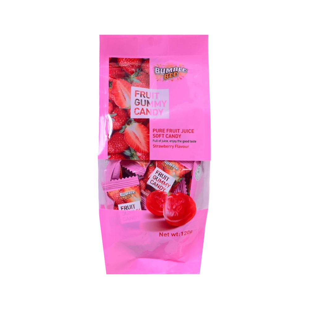 BUMBLE BEE FRUIT JUICE GUMMY STRAWBERRY 120G BAG