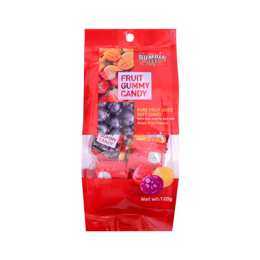 BUMBLE BEE FRUIT JUICE GUMMY MIXED FRUITS FLAVOUR 120G BAG