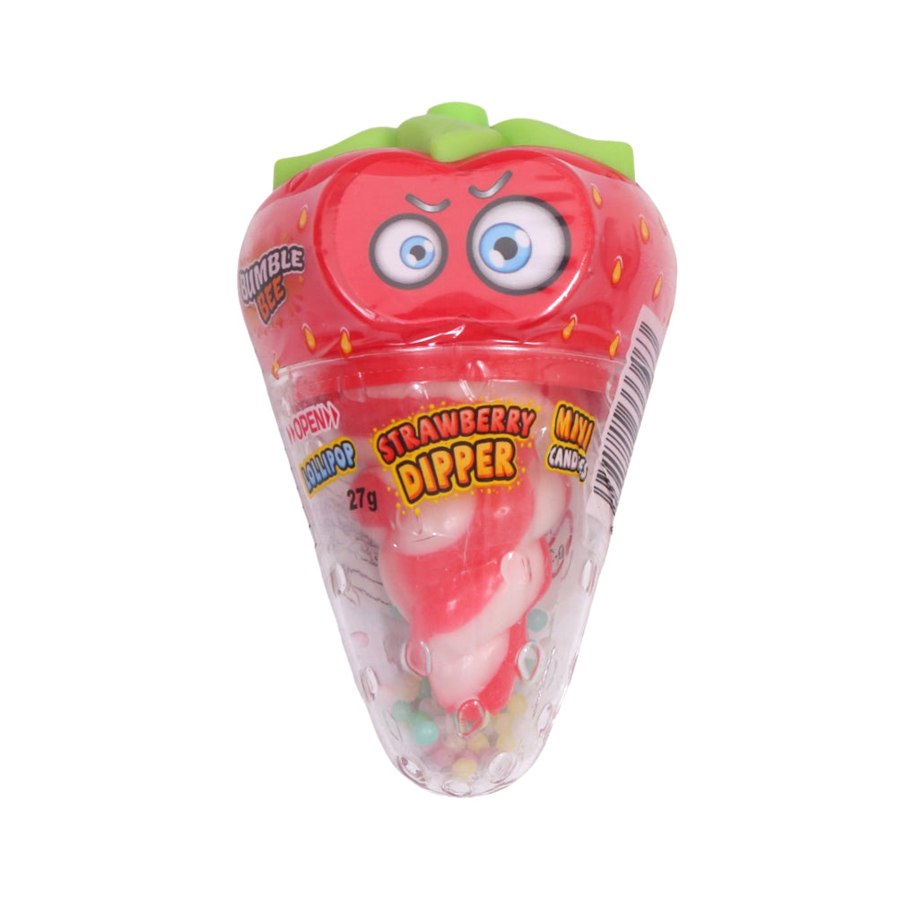 BUMBLE BEE STRAWBERRY DIPPER LOLLIPOP WITH MINI CANDY 27G
