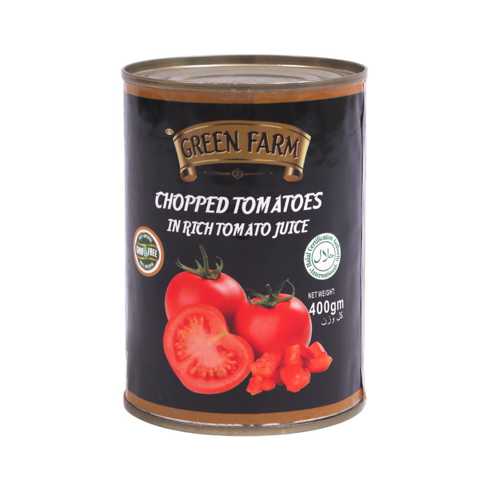 GREEN FARM CHOPPED TOMATOES JUICE TIN 400 GM