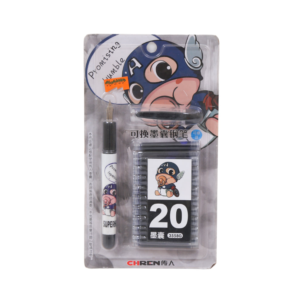 3558-1 FANCY INK PEN W 20 REFILLS Z.B