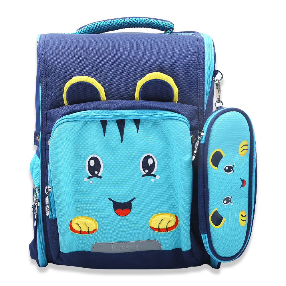 B-3192 Kids School Back Pack Navy Tiger/rabbit 16INCH Ir