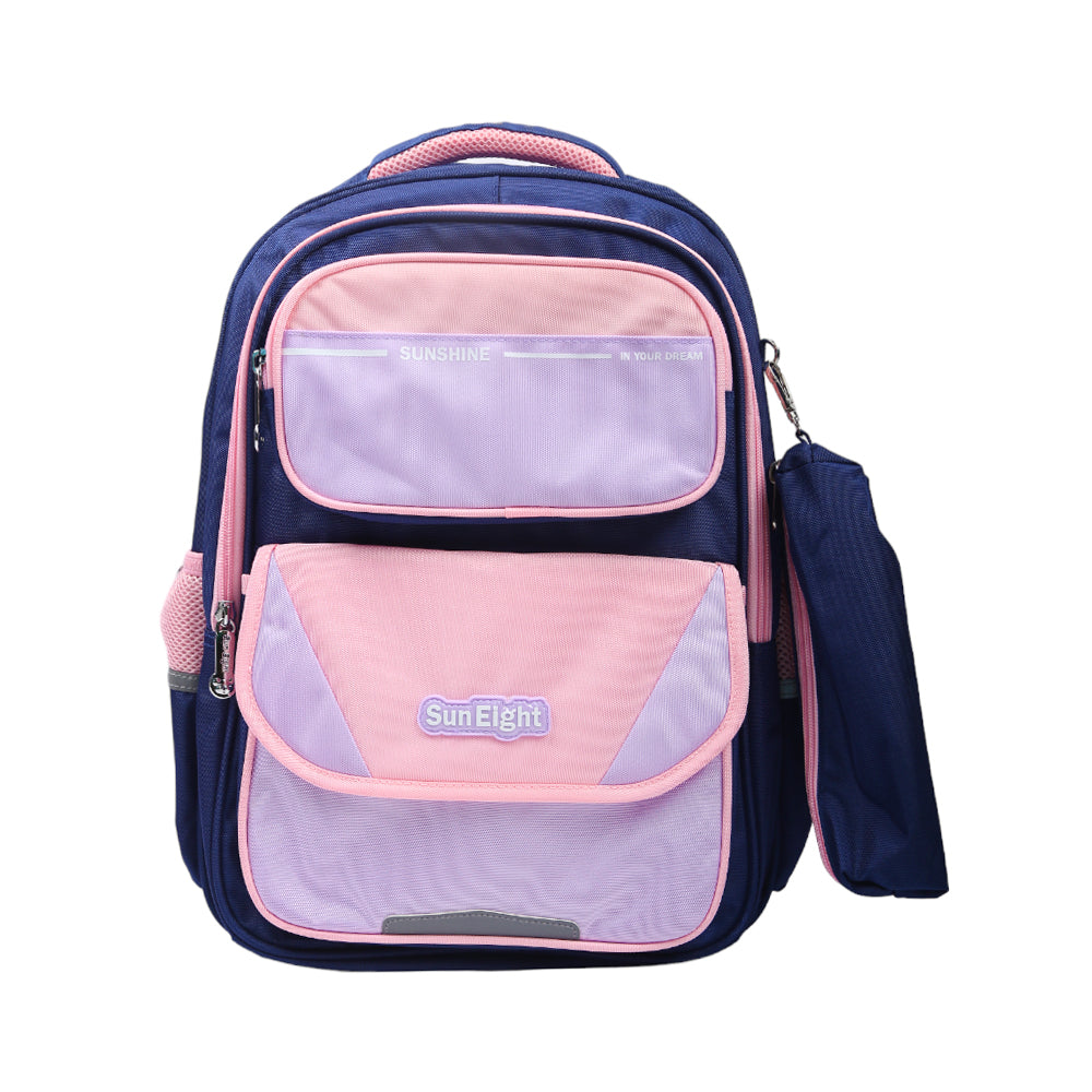 90160 KIDS SCHOOL BACK PACK NAVY/PINK 16INCH IR