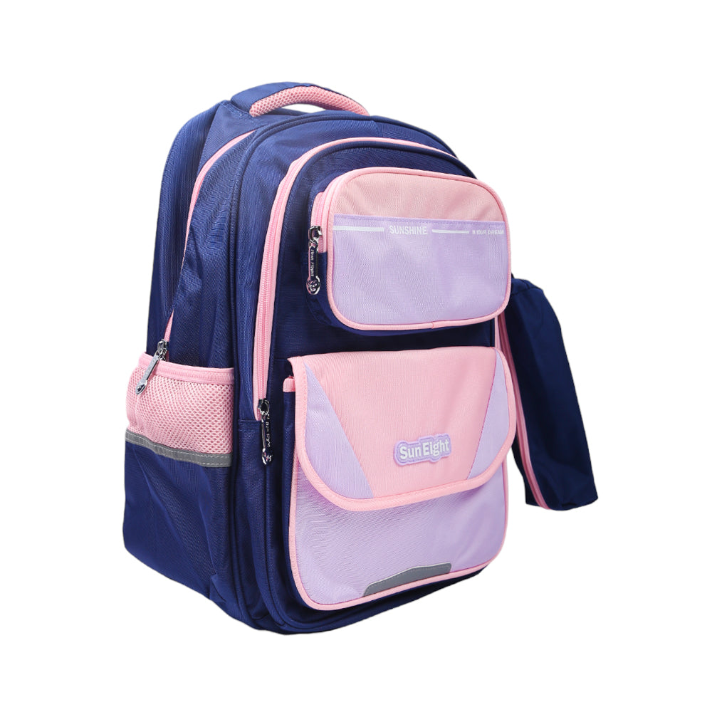 90160 KIDS SCHOOL BACK PACK NAVY/PINK 16INCH IR