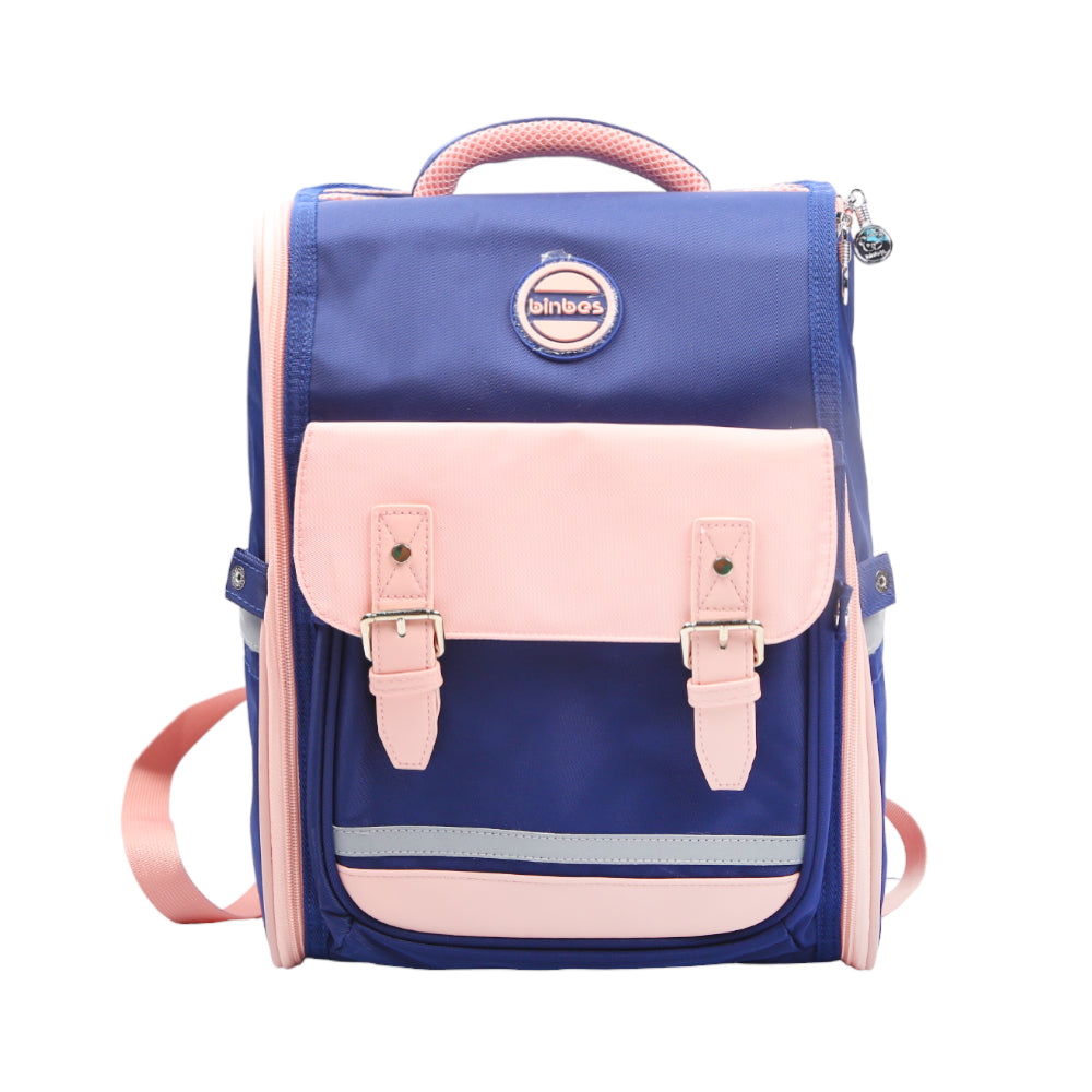 B-3238-1S KIDS SCHOOL BACK PACK NAVY/FLESH PINK 16INCH IR
