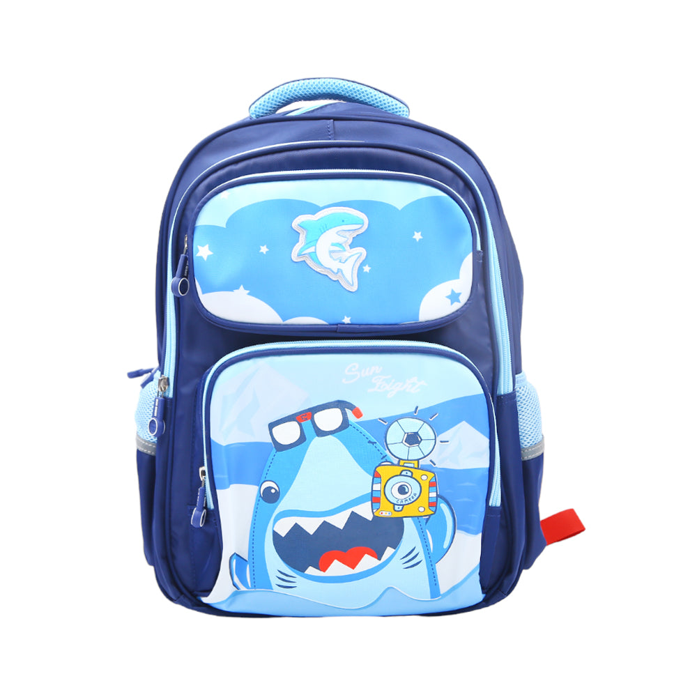 90181 Kids School Back Pack Blue Shark 16INCH Ir