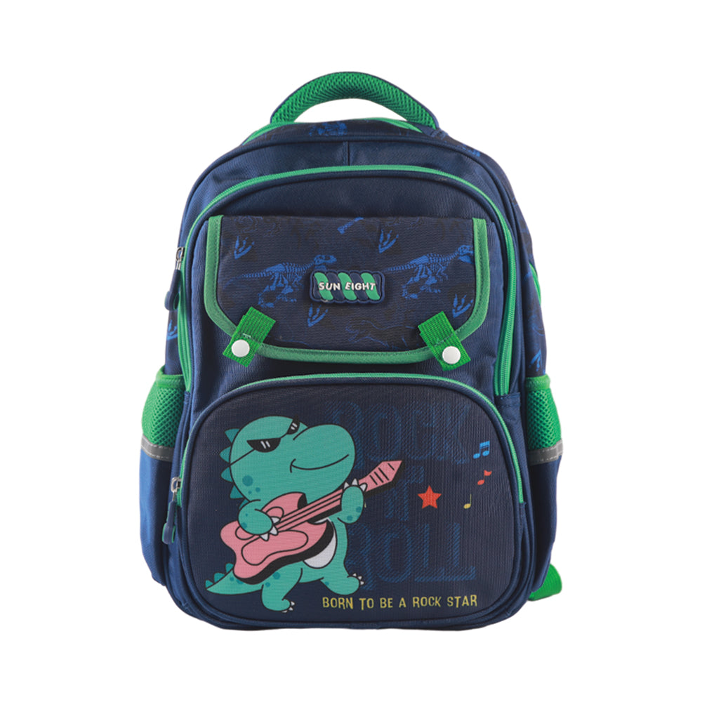 22115 Kids School Back Pack Navy/green 16INCH Ir
