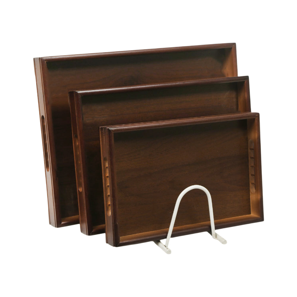 TRAY SET 3PC WOODEN DARK CHATAI HANDLE 8-4/9312