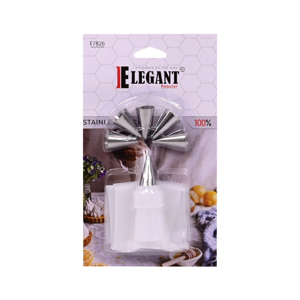 ICING BAG WITH NOZZLE SET 7PC ELEGANT E7826