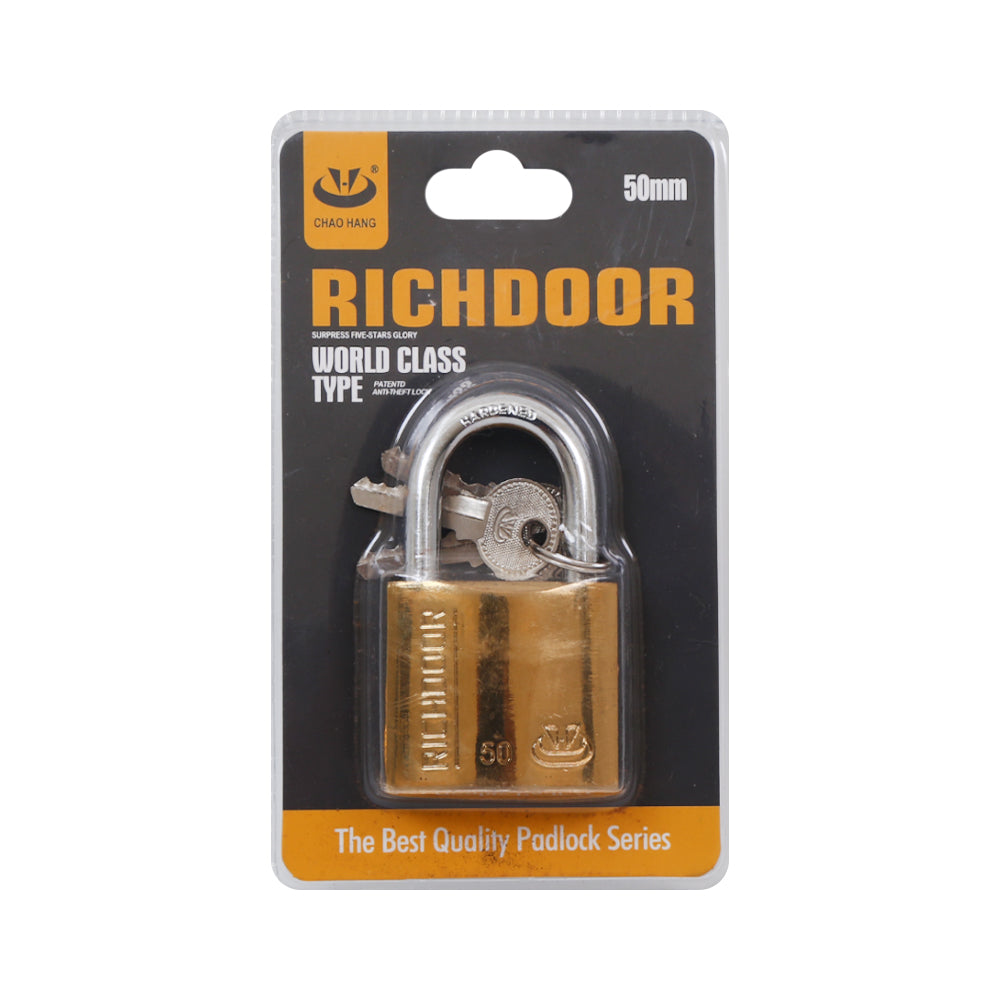 RICHDOOR PAD LOCK 50 MM GOLDEN IR RD-TJF50SP-3/M8-12