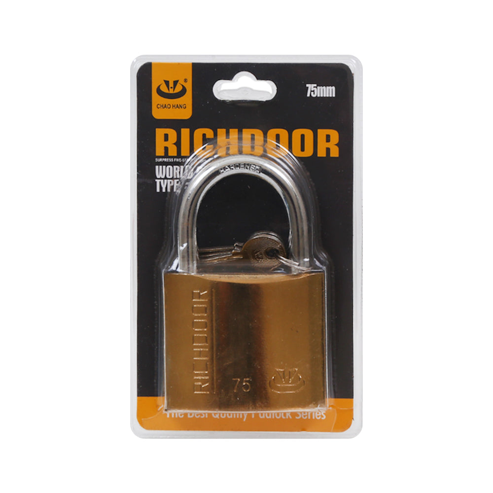 RICHDOOR PAD LOCK 75 MM GOLDEN IR RD-TJF75SP-3/M20-27