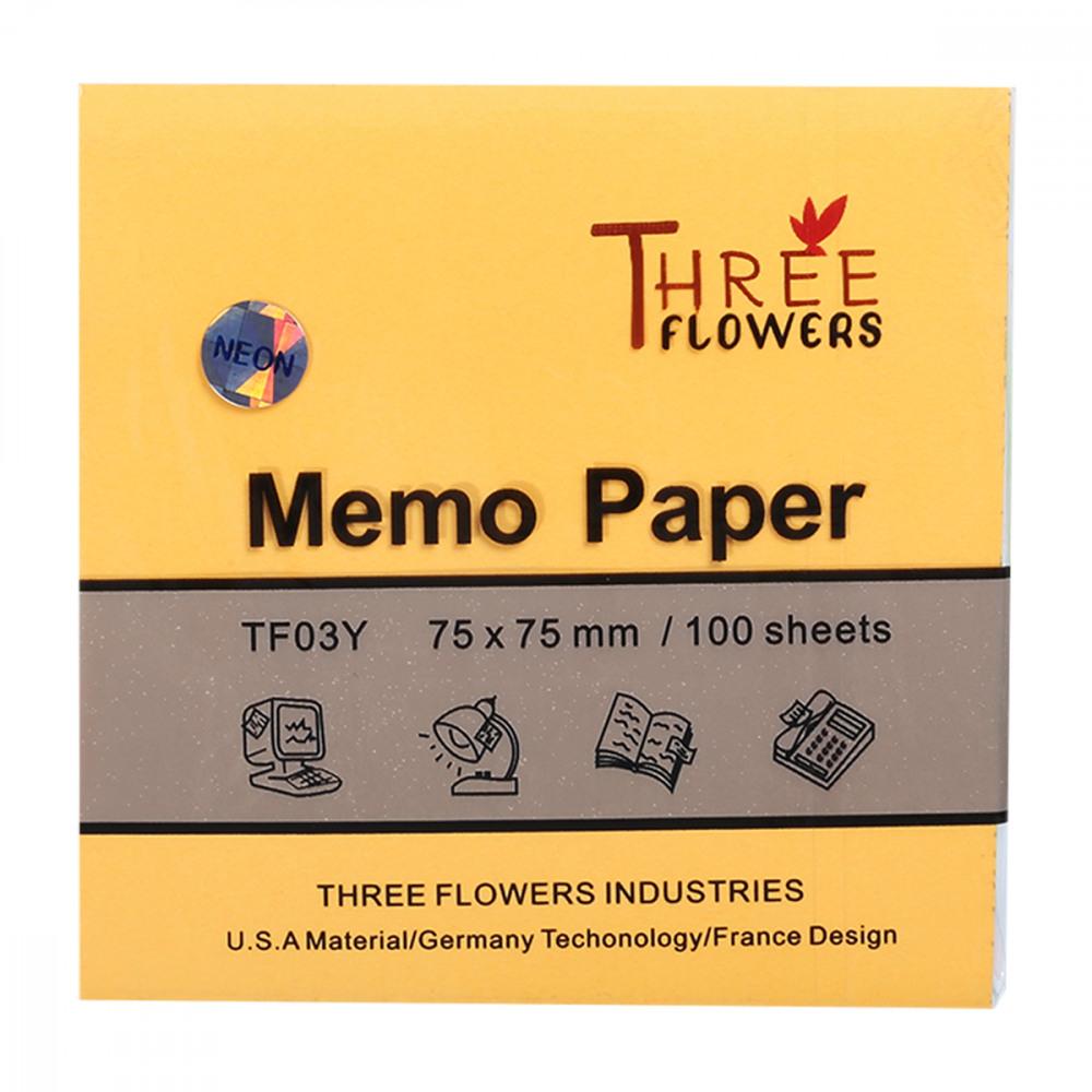 Three Flower Memo Paper 3X3 Neon