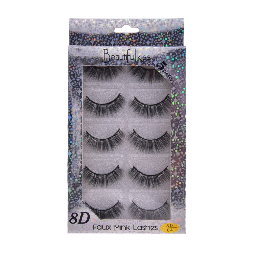BEAUTIFUL KISS 8D EYE LASHES 5 PAIR IR E-7516