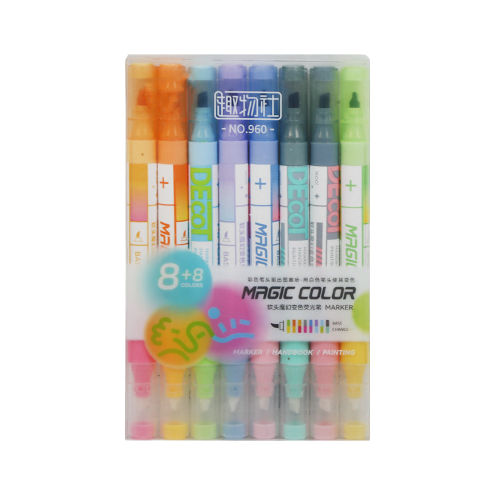 960 MAGIC COLOR HIGHLIGHTER 2IN1 8PCS