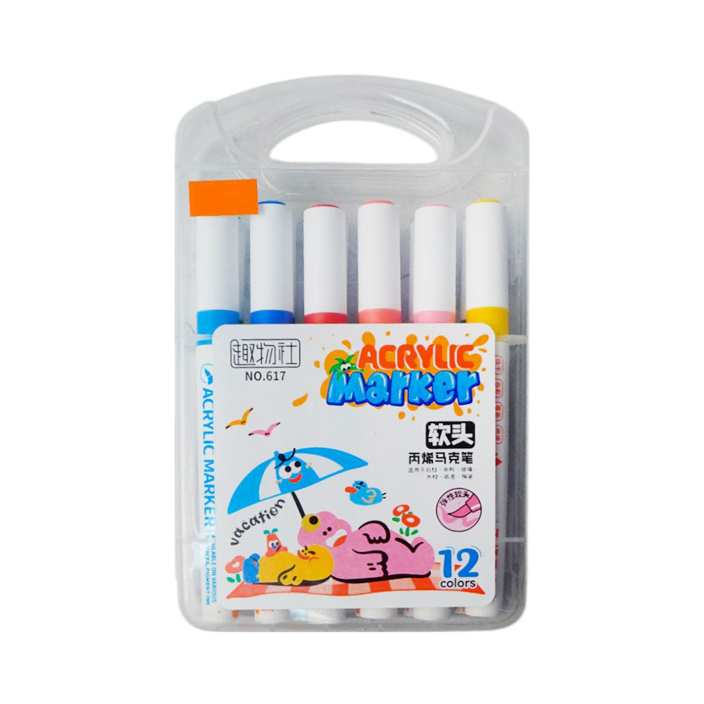 617-12 ACRYLIC MARKERS 12CLR