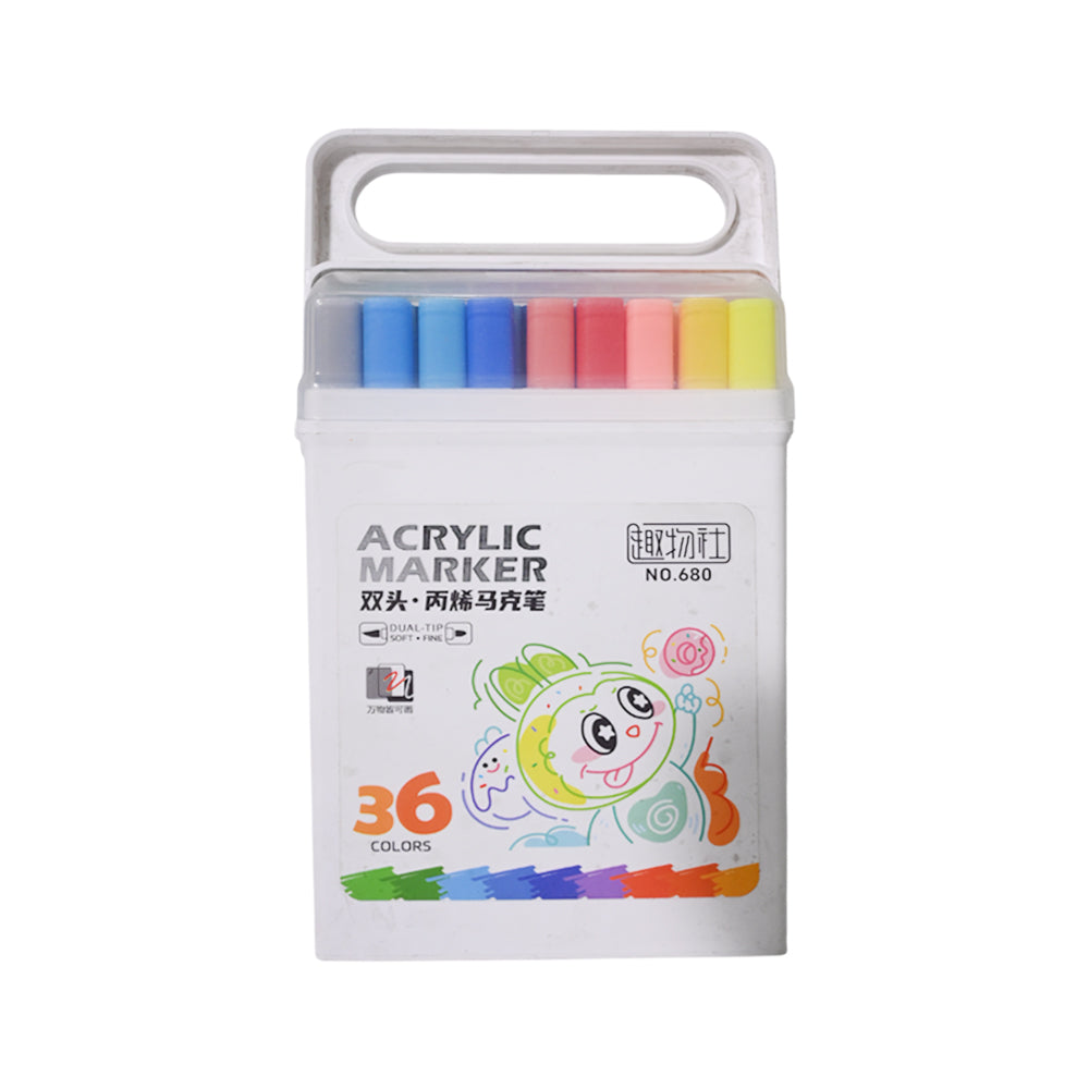 680-36 ACRYLIC MARKER DUAL HANDY BOX 36PCS