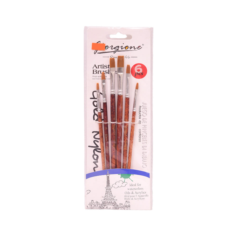 G577-6B PAINT ART FLAT BRUSH 6PCS
