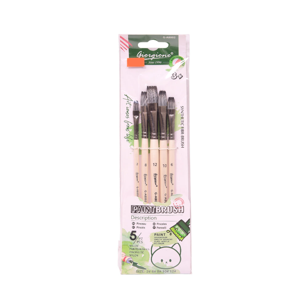 GA8002 ART PAINT FLAT BRUSH 5PCS
