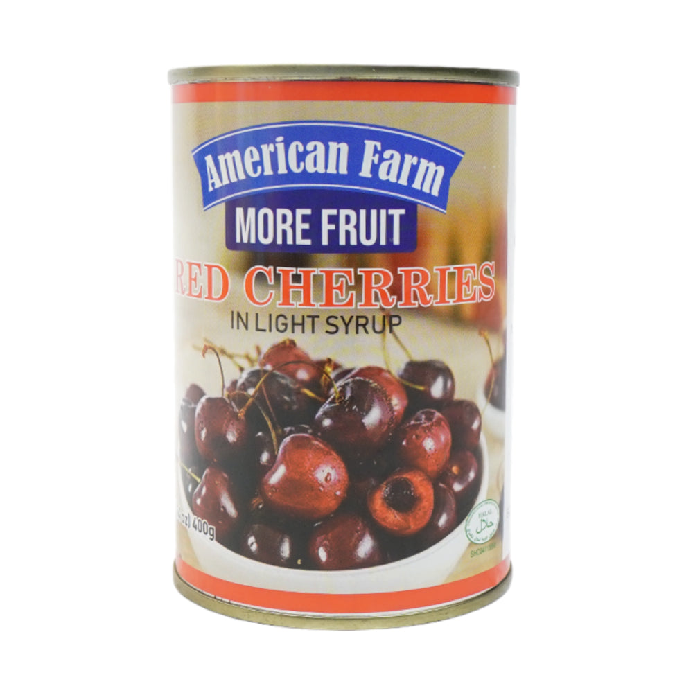 AMERICAN FARM RED CHERRIES IN LIGHT SYRUP 400 GM