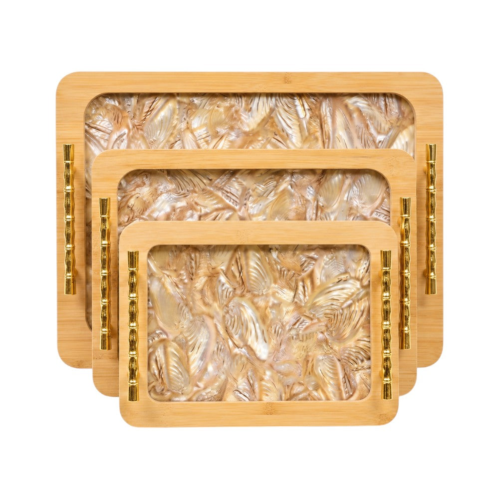 TRAY SET 3PC WOODEN IR TP034/HX23