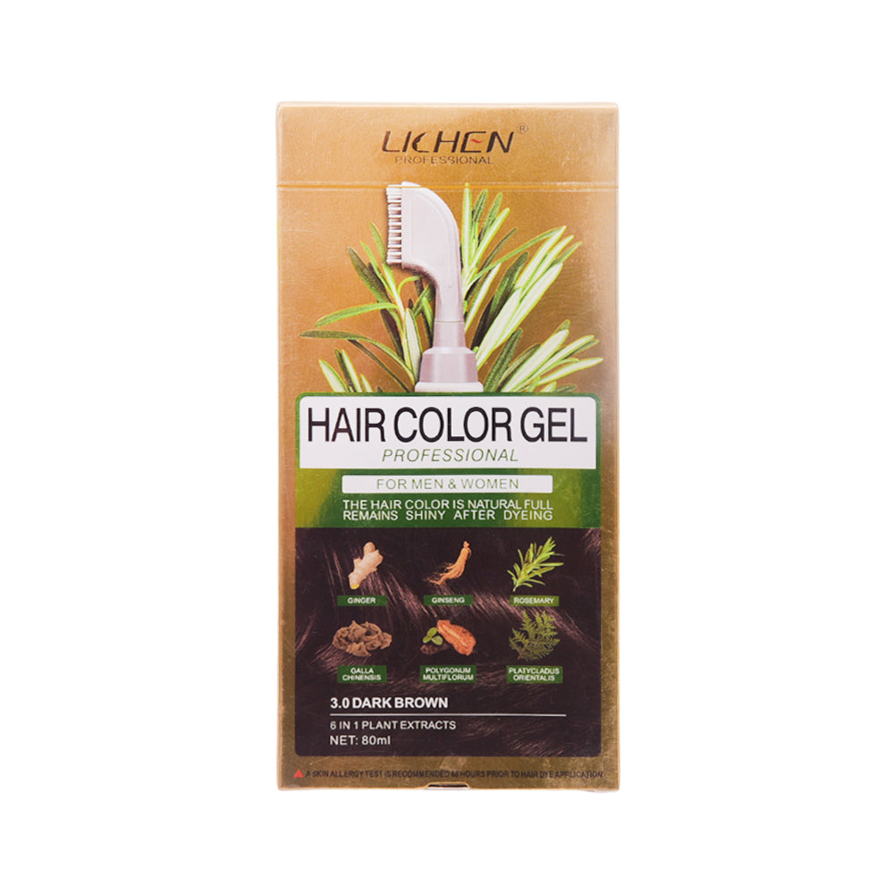 LICHEN COLOR GEL WITH COMB DARK BROWN 3 80ML