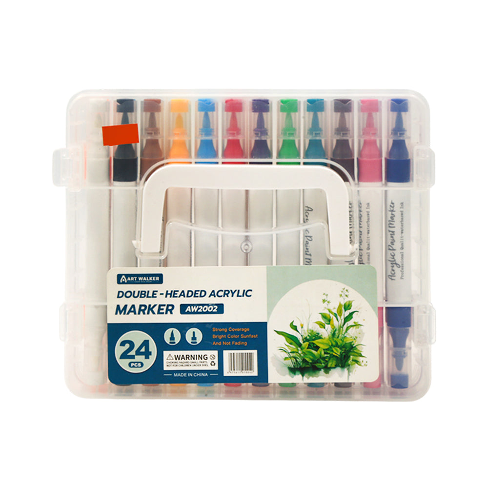 AW2002-24 DOUBLE HEADED ACRYLIC MARKER 24CLR