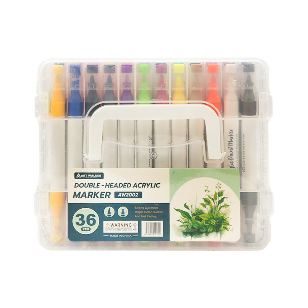 AW2002-36 DOUBLE HEADED ACRYLIC MARKER 36CLR